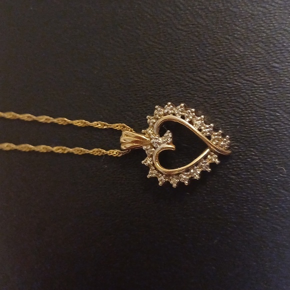 Jewelry - 10K Solid Gold Heart Pendant (Marked) with Genuine Natural Diamonds no chain